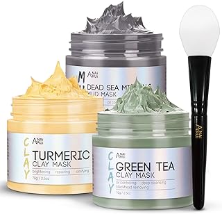 Turmeric Clay Mask - Green Tea Clay Mask - Dead Sea Minerals Mud Mask