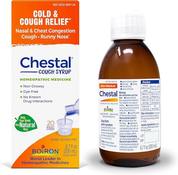 Boiron Chestal Adult Cold and Cough Syrup for Nasal and Chest Congestion, Runny Nose