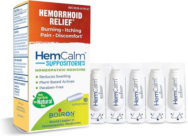 Boiron HemCalm Suppositories for Hemorrhoid Relief of Pain